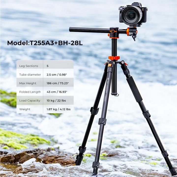 Actual product image K&F Concept T255A3+BH-28L Magnesium Aluminum Alloy Tripod (Metal)