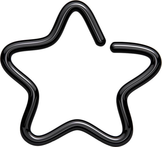 Star Piercing Micro Piercing Ring Stern schwarz mit Titanium Schicht (Chirurgenstahl 316L, ohne Messing)