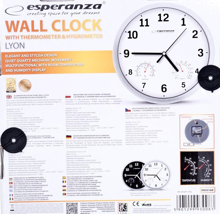 Image du produit Esperanza horloge murale Lyon noir (EHC016K) (25 cm)