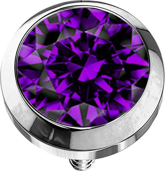 Star Piercing Dermal Anchor silber mit Kristall violett (ohne Messing, Titan G23)