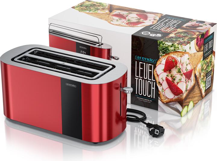 Produktbild Arendo Toaster Edelstahl 4 Scheiben Langschlitz, Bräunungsgrad & Restzeitanzeige, Touch Display, 1500 W (EU-Stecker)