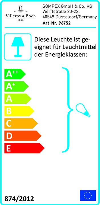 Label énergétique Villeroy & Boch Tokio (E14)