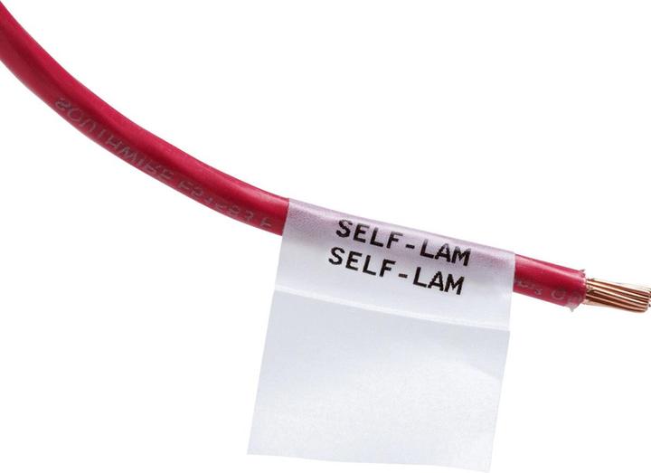Actual product image Brady THT-75-427-3, self-laminating vinyl, white/transparent, 25.4 x 19.05(57.15)mm, permanent, 2-bah