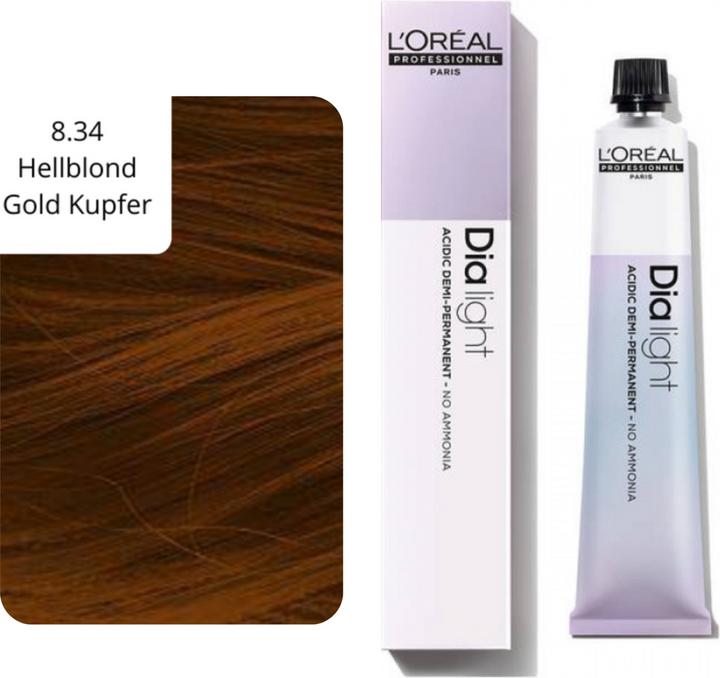 Produktbild L'Oréal Professionnel Dia Light 8,34 Hellblond Gold Kufper 50ml (8.34 hellblond gold kupfer)