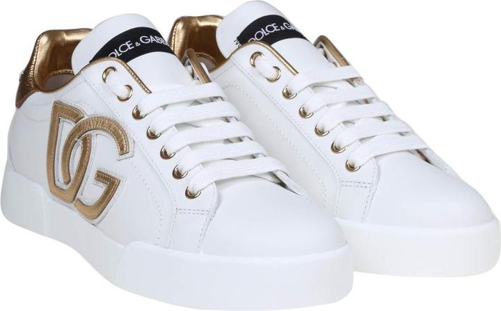 Actual product image Dolce & Gabbana portofino sneakers white and gold with dg logo (41)
