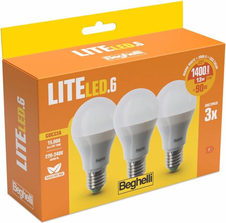 Produktbild Beghelli LiteLED.6 Energiesparbirne 13 W E27 F (E27, 13 W, 1400 lm, 3 x, F)