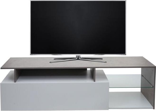 Image du produit Mendler Rack TV HWC-L35, bois 47x170x40cm Compartiment de rangement, aspect béton blanc (47 x 170 x 40 cm)