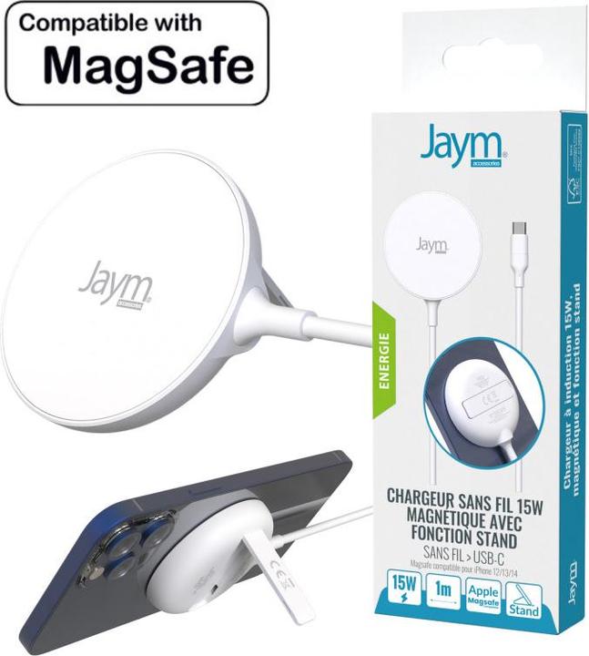 Actual product image Jaym MagSafe 15W induction charger with magnets, overvoltage protection and stand function (15 W)