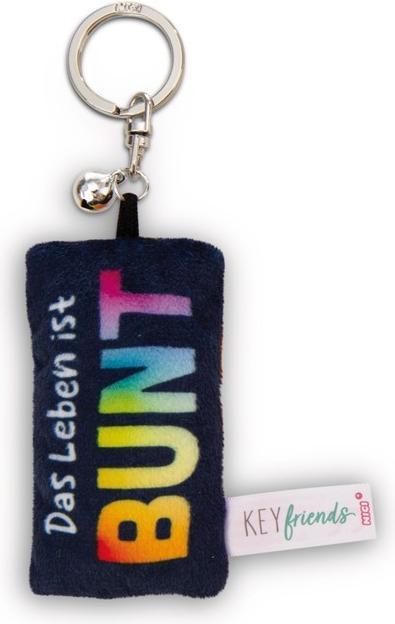 Magni NICI Schlüsselanhänger Mini Plüschkissen Das Leben ist bunt mit Glöckchen 8cm