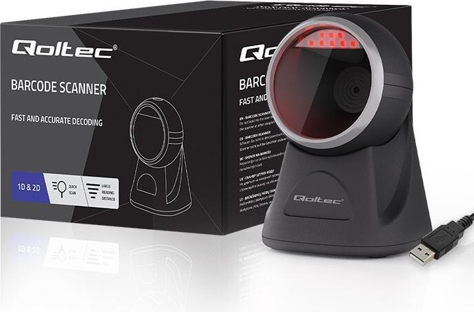 Actual product image Qoltec Desktop precision reader 1D barcode and QR scanner | 2D
