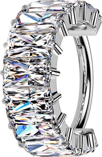 Produktbild Star Piercing Micro Segmentring klappbar silber rechteckige horizontale Kristalle silber (Titan G23, ohne Messing)