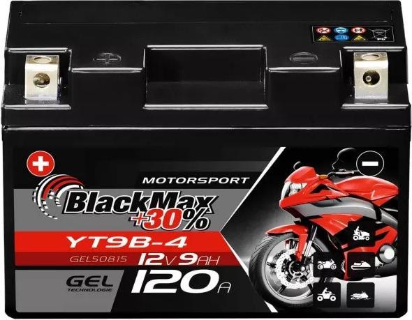 Image du produit BlackMax YT9B-BS Batterie moto Gel GT9B-4 (DIN 50801/50815) (12 V, 9 Ah, 120 A)