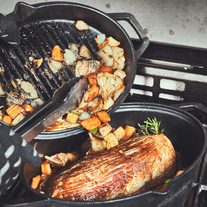 Image du produit Burnhard Rôtissoire en fonte avec panier à friture (Cocotte + faitout, Fonte)