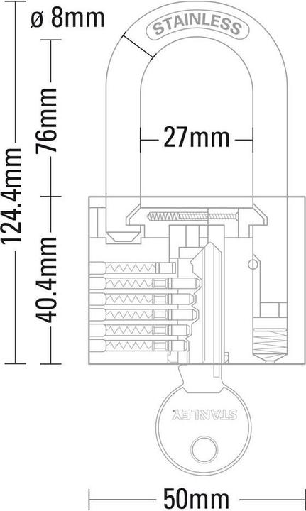 Actual product image Stanley Brass padlock 50mm