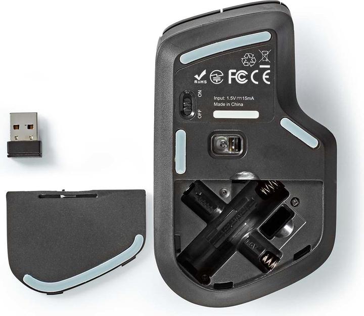 Produktbild Nedis Mouse | Drahtlos | 800 / 1200 / 1600 dpi | Einstellbar DPI | Anzahl Knöpfe: 6 | Rechtshändig (Kabellos)