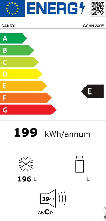 Energie-Label Candy CCHH 200E (Freistehend, 196 l)