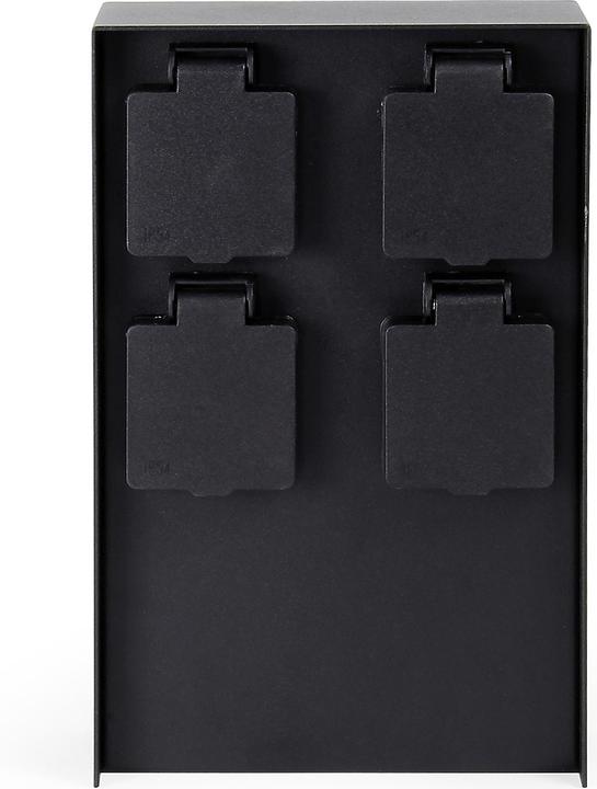 Actual product image Wiltec Garden Socket Fourfold Black, Angled Outdoor Socket Pillar IP44