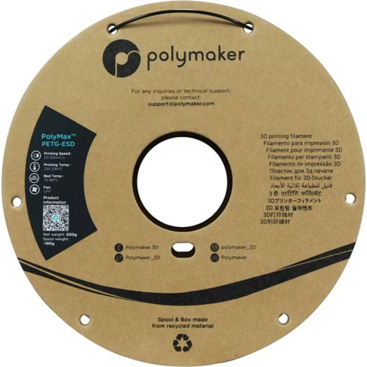 Produktbild Polymaker PolyMax PETG-ESD (PETG, 1.75 mm, 500 g, Schwarz)
