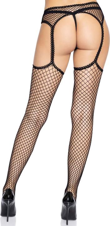 Leg Avenue Netzstrümpfe mit Strumpfhalter Schwarz (One Size)