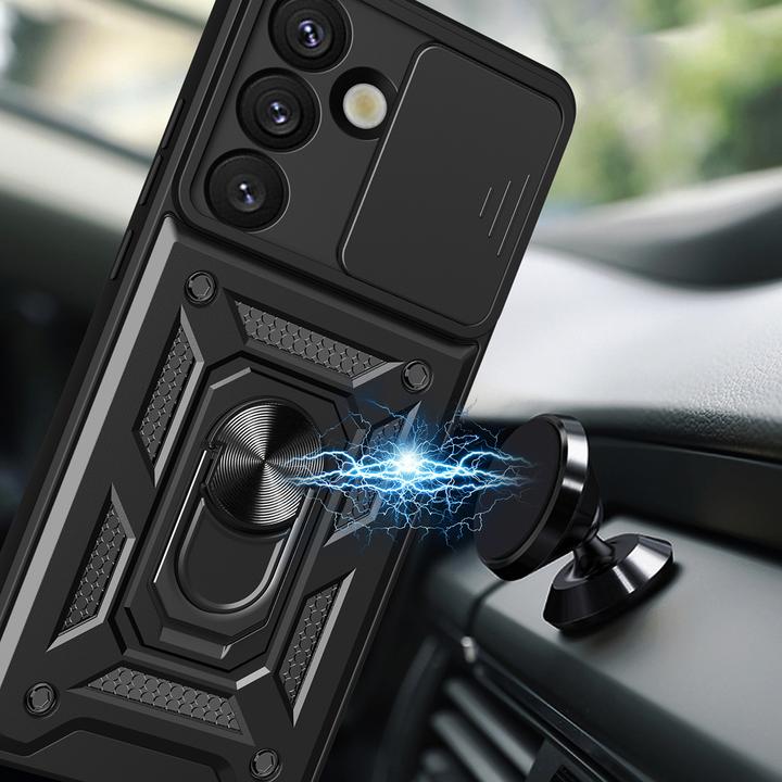 Produktbild Hurtel Hybrid Armor Camshield mit Ständer und Kameraabdeckung für Nothing Phone (3a) Pro 5G - Schwarz (Nothing Phone (3a) Pro)