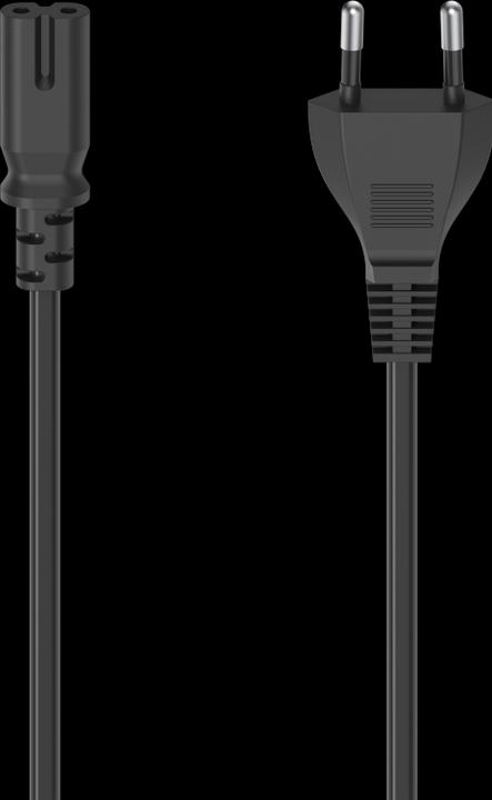 Produktbild Hama Netzkabel mit Eurostecker, 2-Pin-Stecker, Doppelnut/C7, 1,5 m, Schwarz (1.50 m)
