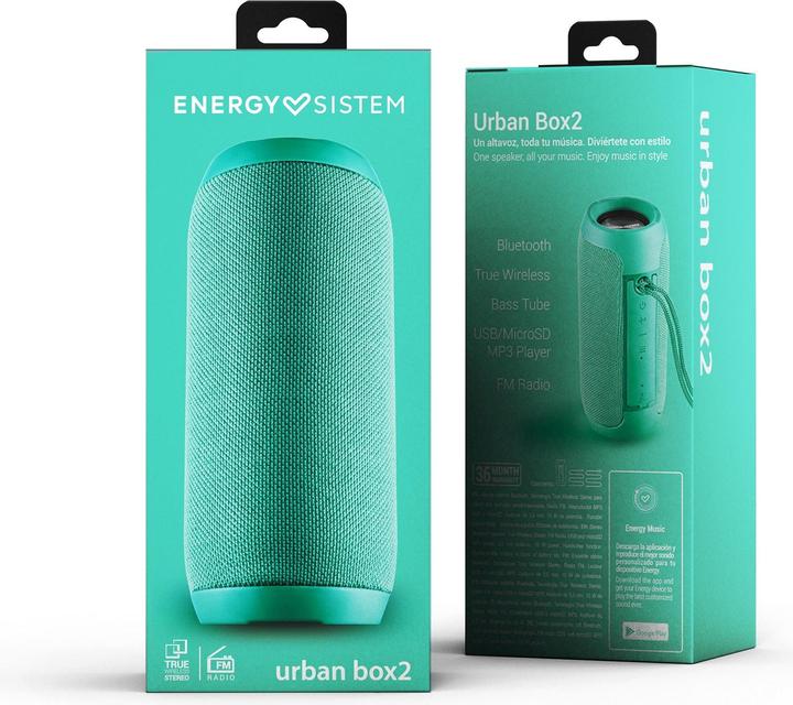 Actual product image Energy Sistem Urban Box 2 Portable Stereo Speaker Turquoise 10 W (12 h, Rechargeable battery operated)