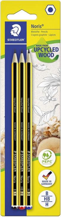 Actual product image Staedtler Noris school pencils 3 assorted six colours. (2H, 3 x)