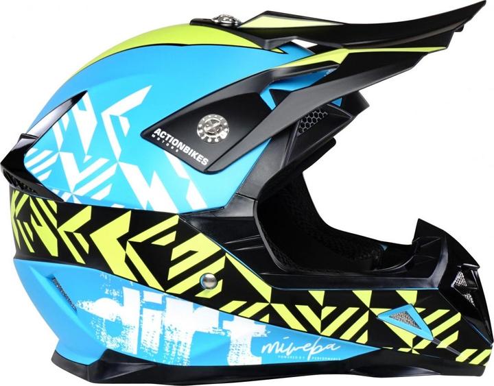 Produktbild Actionbikes Motors Kinder Cross Helm ECE R22-05-Norm Kinderhelm Motorradhelm Quadhelm Crosshelm (Blau S (55-56cm))