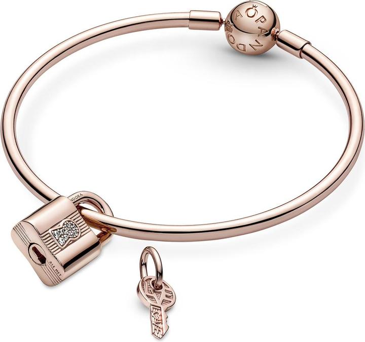 Immagine prodotto Pandora Charms/Beads a forma di rosa con chiave e lucchetto (Placcato oro rosa, Lega metallica)