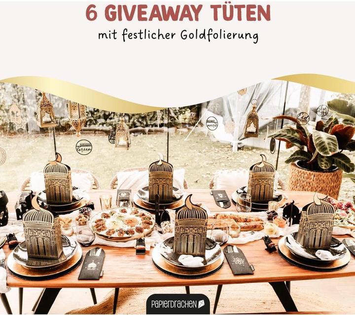 Image du produit Papierdrachen Giveaway Tüten Moschee schwarz gold - Set 2 (Pochette cadeau, 6 x)