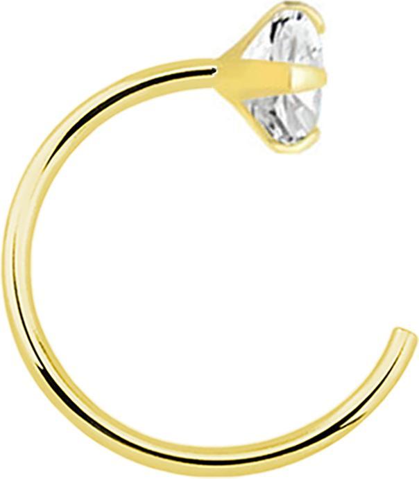 Star Piercing Nasenring offen vergoldet Kristall silber (ohne Messing, 925 Sterlingsilber)