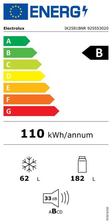 Label énergétique Electrolux IK2581BNR (245 l)