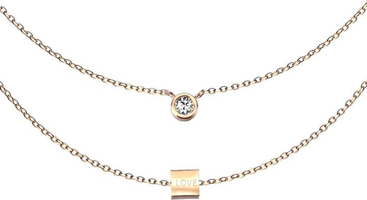 Star Piercing Kette rosegold Anhänger Kristall und Würfel (ohne Messing, Chirurgenstahl 316L)