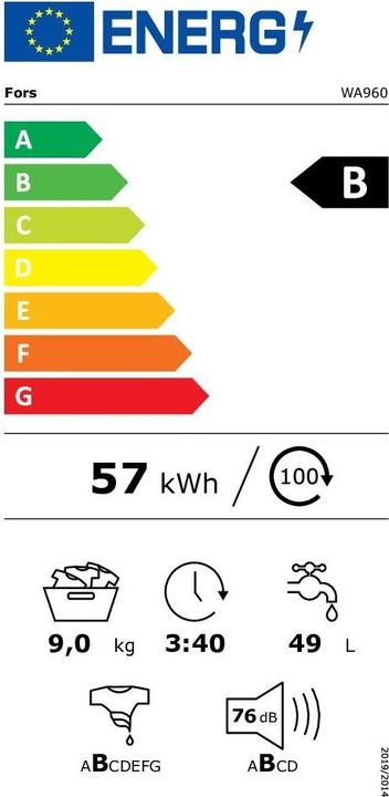 Label énergétique Fors WA960 (9 kg, Gauche)