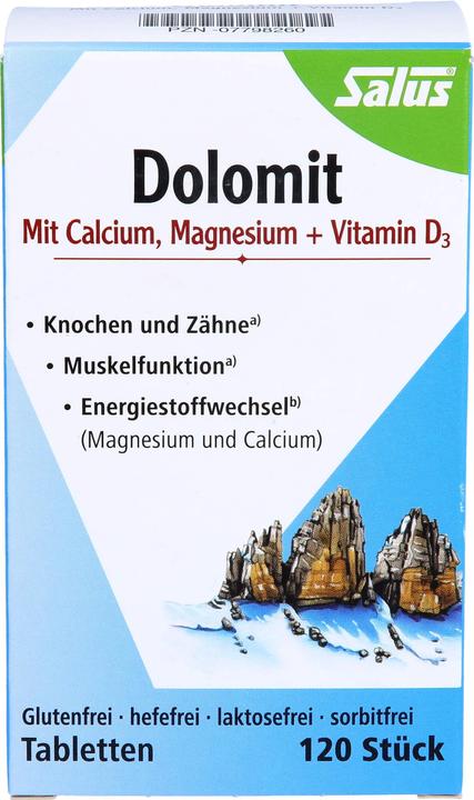 Actual product image Salus Dolomite Magnesium Calcium Vitamin D3 Tabl (120 Piece, Pills, 113 g)