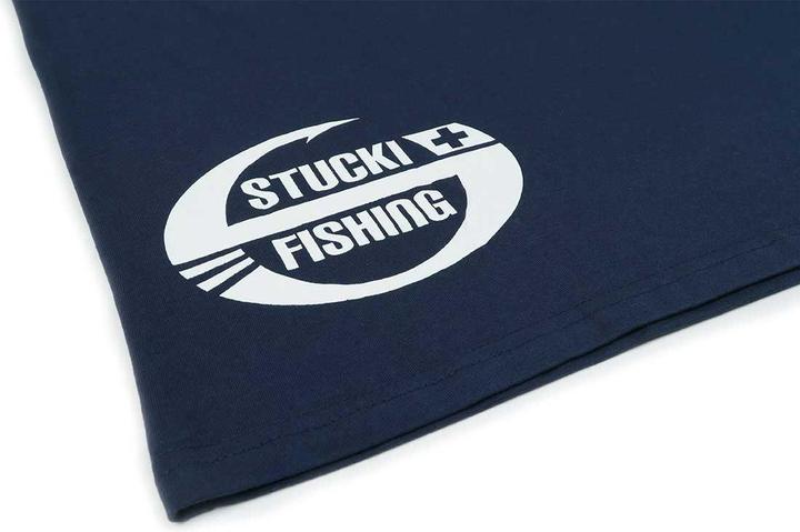 Actual product image Stucki Fishing Because Fanatics T-Shirt Blau (M)