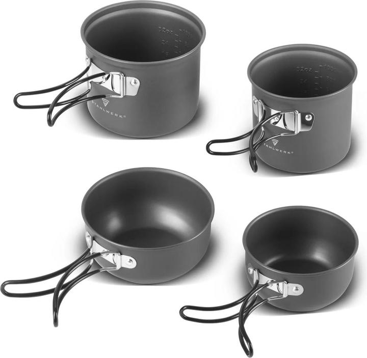 Immagine prodotto Stahlwerk Set di pentole da campeggio 4 pezzi in alluminio per esterni
