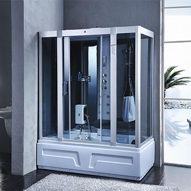 Produktbild PureHaven 2in1 Whirlpool und Dampfdusche 150x90 cm mit Tropenbrause Multimediasystem Sitzfläche Mass