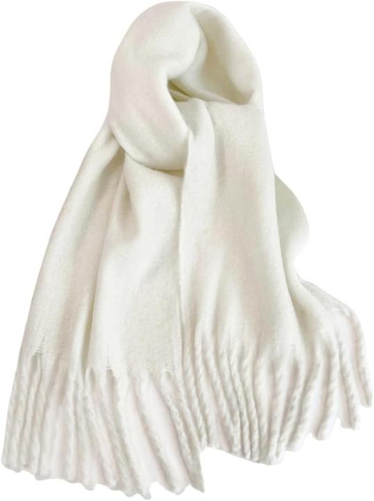 Only-Bags.Store Solide Farbe Plüsch Warm Chunky Schal Lange Einfache Grosse Verdickte Quaste Schal Winter Outdoor