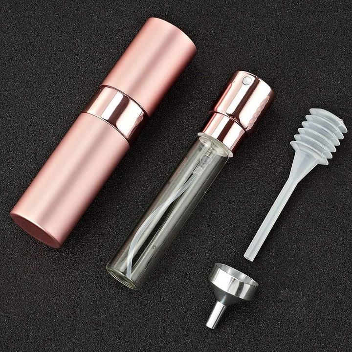 Actual product image Swissdetector Refillable perfume atomizer - Aluminium 8 ml rotating with hidden lid - Pink