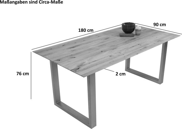 Produktbild SAM LOTTE Schweizer Kante massiv Eiche (180 x 90 x 77 cm)