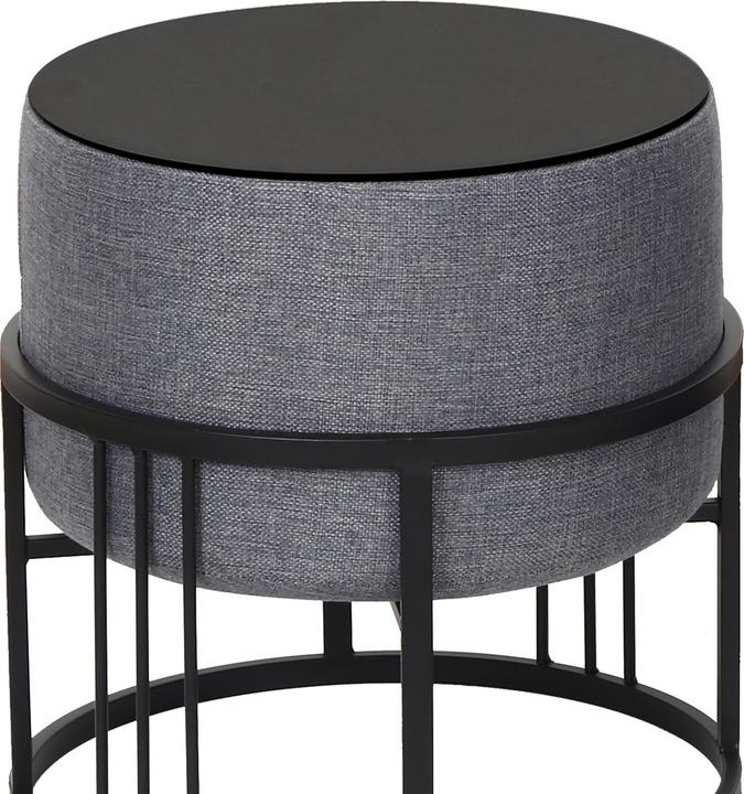 Produktbild En.Casa Multifunktionaler stapelbarer Sitzhocker Tas 2er Set rund Dunkelgrau