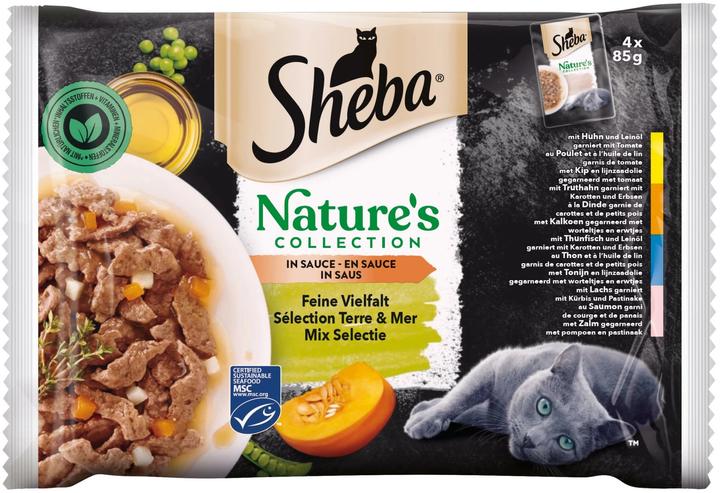 Produktbild Sheba NATURE'S COLLECTION Portionsbeutel Multipack Feine Vielfalt in Sauce MSC (Adult, 4 Stk., 340 g)