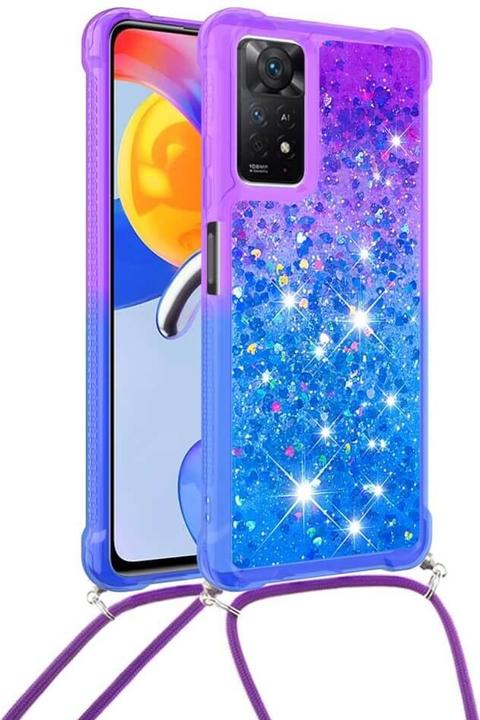 Produktbild Cover-Discount Xiaomi Redmi Note 11 Pro / 12 Pro - Hülle mit Umhängeband Glitzer blau (Xiaomi Redmi Note 12 Pro)