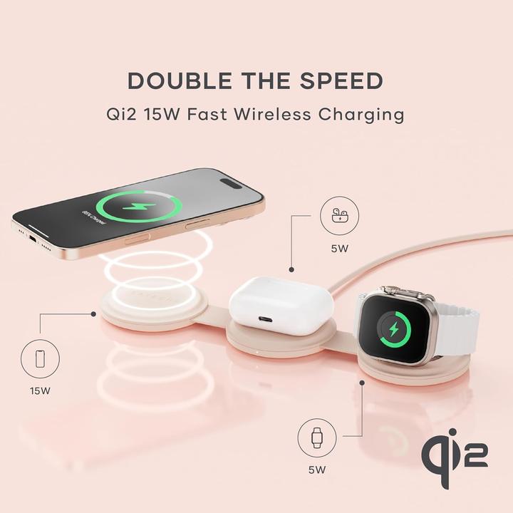Actual product image Satechi OntheGo 3-in-1 Wireless Charger mit Qi2 (15 W)