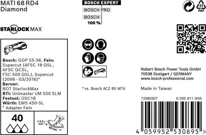 Produktbild Bosch Professional Zubehör EXPERT Corner Blade MATI 68 RD4 Blatt für Multifunktionswerkzeuge, 68 x 30 mm, 10-tlg.