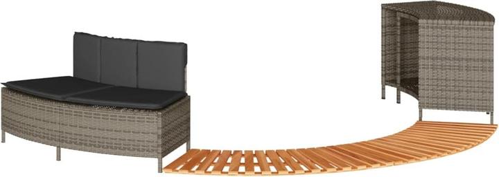 Produktbild VidaXL Whirlpool Umrandung Poolumrandung Poolverkleidung Grau Poly Rattan