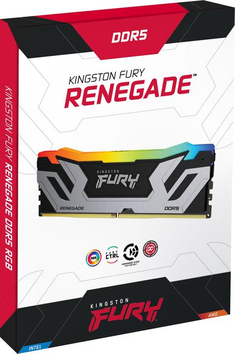 Actual product image Kingston 48GB 8800MT/s DDR5 CL42 CUDIMM Kit of 2 FURY Renegade RGB Silver (2 x 24GB, 8800 MHz, DDR5 RAM, CU-DIMM)