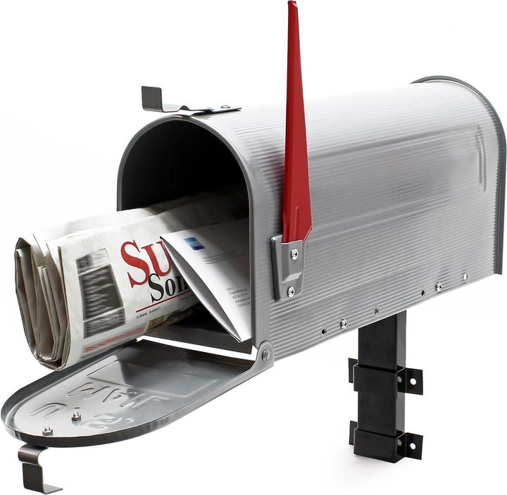 Actual product image Wiltec US Mailbox Post Letter Box American Design Silver-grey with Wall Mount