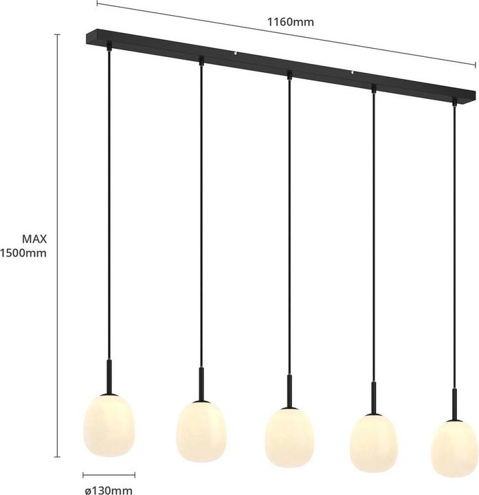 Image du produit Lindby Etiena 5 Lampe à suspension opale/noire (G9)